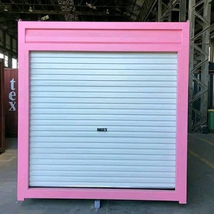 10 ft pink container with roll‑up door