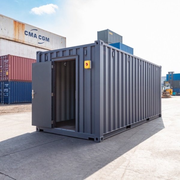 enhanced 20ft standard shipping container – grey finish
