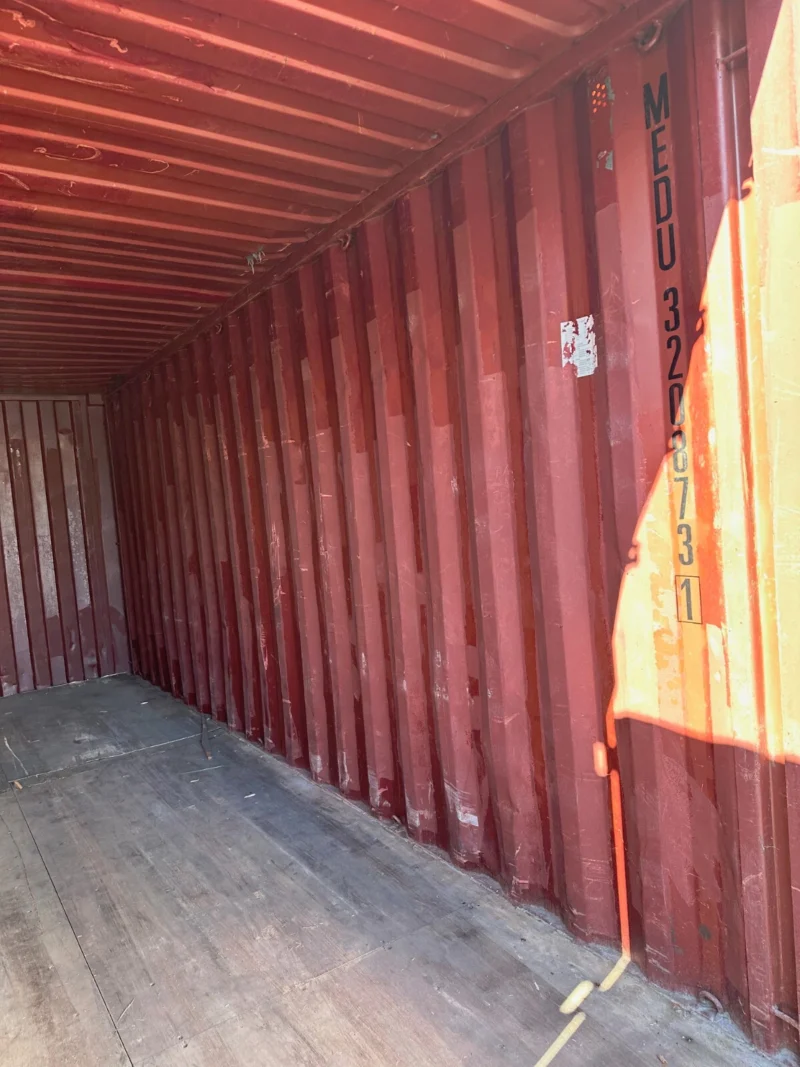 used 20ft conex shipping / storage container – yellow/gold